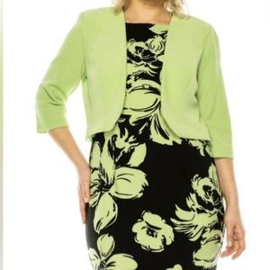 MAYA BROOKE JACKET SHEATH DRESS,  Black and Green NWOT
